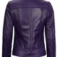 Amy Women's Purple Cafe Racer Leather Jacket - Side View