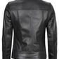 Amy Women's Black Cafe Racer Leather Jacket - Front Closed View