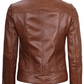 Amy Women's Cognac Brown Cafe Racer Leather Jacket - Side View