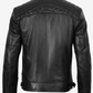 Johnson Men's Black Quilted Biker Leather Jacket - Front View