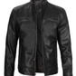 Rogue Men's Black Vintage Cafe Racer Leather Jacket - Front Open View
