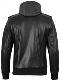 Men’s Black Bomber Leather Jacket – Back View | NSM Jackets