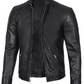 Nero Men's Black Cafe Racer Leather Jacket - Front Open View