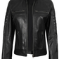 Zara Women's Black Cafe Racer Leather Jacket - Front View