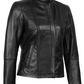 Raven Women's Black Biker Leather Jacket - Side View