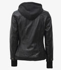 Black Real Leather Bomber Jacket for Women – Back View