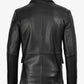 Black leather blazer for men by NSM Jackets, front detail