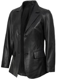 Real Sheepskin Leather Blazer for Women – Side Angle