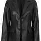 Harper Women's Black Leather Blazer - Front View