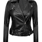Vega Women's Black Biker Leather Jacket - Back View