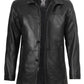 Bristol men's black lambskin leather car coat, front view