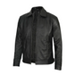 Harlow Men's Black Leather Jacket - Detail View