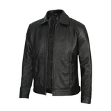 Harlow Men's Black Leather Jacket - Detail View