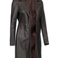 Bryson Women's Dark Brown Rub-Off Leather Coat - Front View