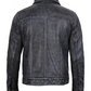 Outlaw Men's Black Washed Leather Trucker Jacket - Detail View