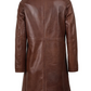 Noir Women's Cognac Brown Leather Coat - Back View