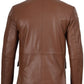 Cognac brown leather blazer for men, angled front view