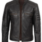 Maverick Men's Dark Brown Cafe Racer Leather Jacket - Side View