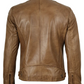 Dodge Men's Camel Brown Cafe Racer Leather Jacket - Side View