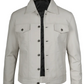 Fernando Men's White Leather Trucker Jacket - Side View