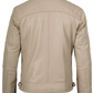 Sahara Men's Beige Cafe Racer Leather Jacket - Side View