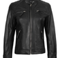 Johnson Women's Black Quilted Biker Leather Jacket - Back View
