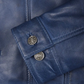 Fernando Men's Blue Leather Trucker Jacket - Detail View