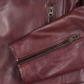 Merlot Men's Maroon Cafe Racer Leather Jacket - Side View