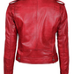 Ruby Women's Red Biker Leather Jacket - Back View