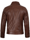 Fernando Cognac Brown Leather Trucker Jacket – Back View | NSM Jackets