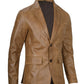 Duke camel leather blazer for men, left and right side pose