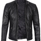 Nero Men's Black Cafe Racer Leather Jacket - Side View