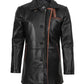 Chester men's black leather coat, front view