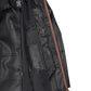 Men's black real lambskin leather coat, full front view