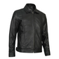 Harlow Men's Black Leather Jacket - Front View