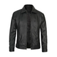 Harlow Men's Black Leather Jacket - Side View