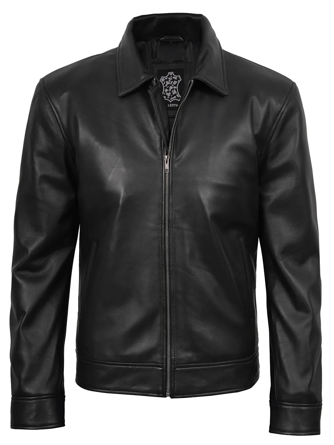 Men's black real leather Harrington jacket by NSM Jackets