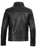 Fernando Men’s Black Trucker Leather Jacket – Back View | NSM Jackets