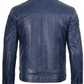 Fernando Men's Blue Leather Trucker Jacket - Side View