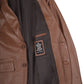 Men's brown leather blazer, full front view