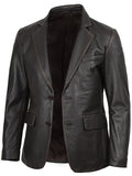 Men’s Brown Rub-Off Leather Blazer – Side Angle