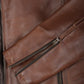 Diesel men's cognac brown biker leather jacket, pocket features detail