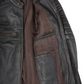 Maverick Men's Dark Brown Cafe Racer Leather Jacket - Detail View
