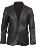 Men’s Dark Brown Real Leather Blazer – Front View