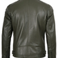 Dodge Men's Green Cafe Racer Leather Jacket - Front View