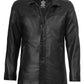 Bristol black leather car coat for men, open front view
