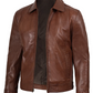 Harlow Men's Brown Leather Jacket - Front Open View