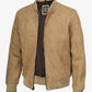 Men's Camel Suede Bomber Jacket - Front View
