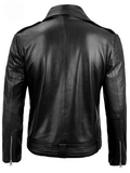 Back View of Men’s Black Real Leather Biker Jacket