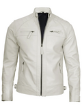 Men’s Off-White Café Racer Leather Jacket – Front View | NSM Jackets